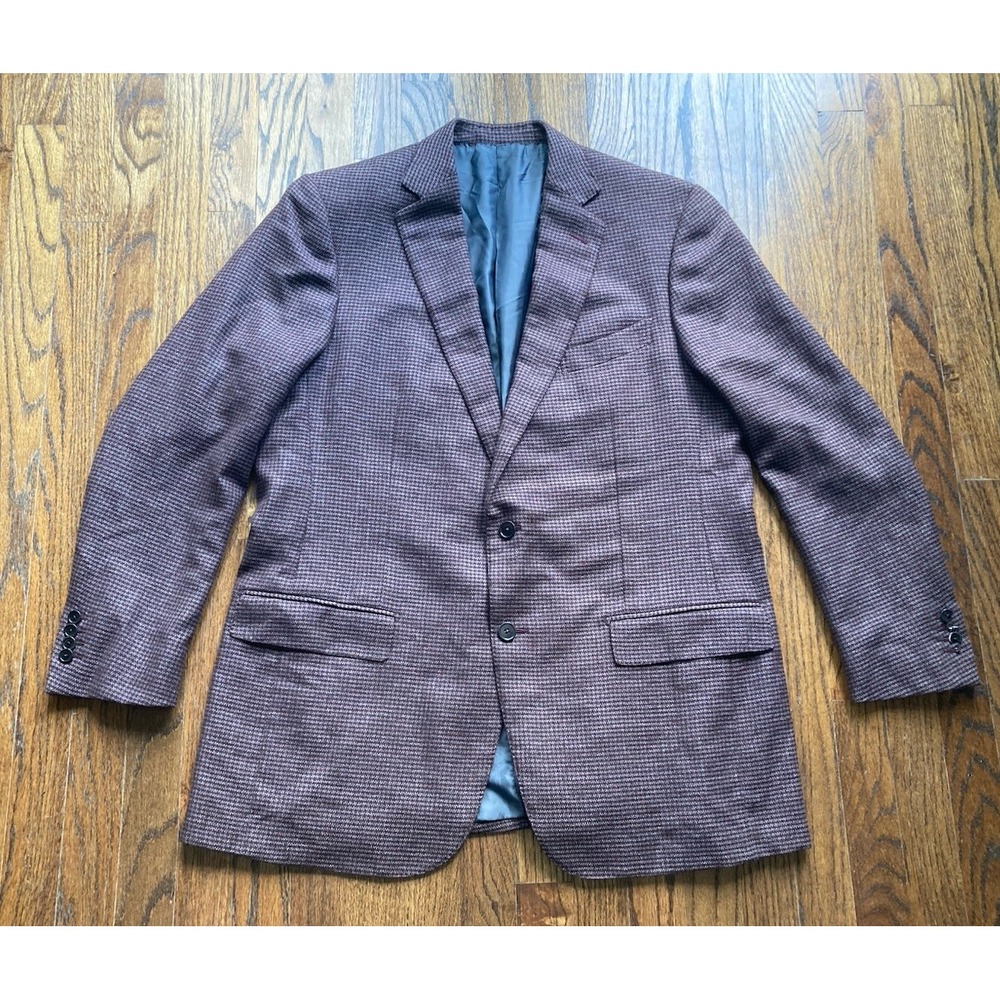 Ermenegildo Zegna Blazer Mens Size 46R Burgundy Tweed Wool Angora Cashgora